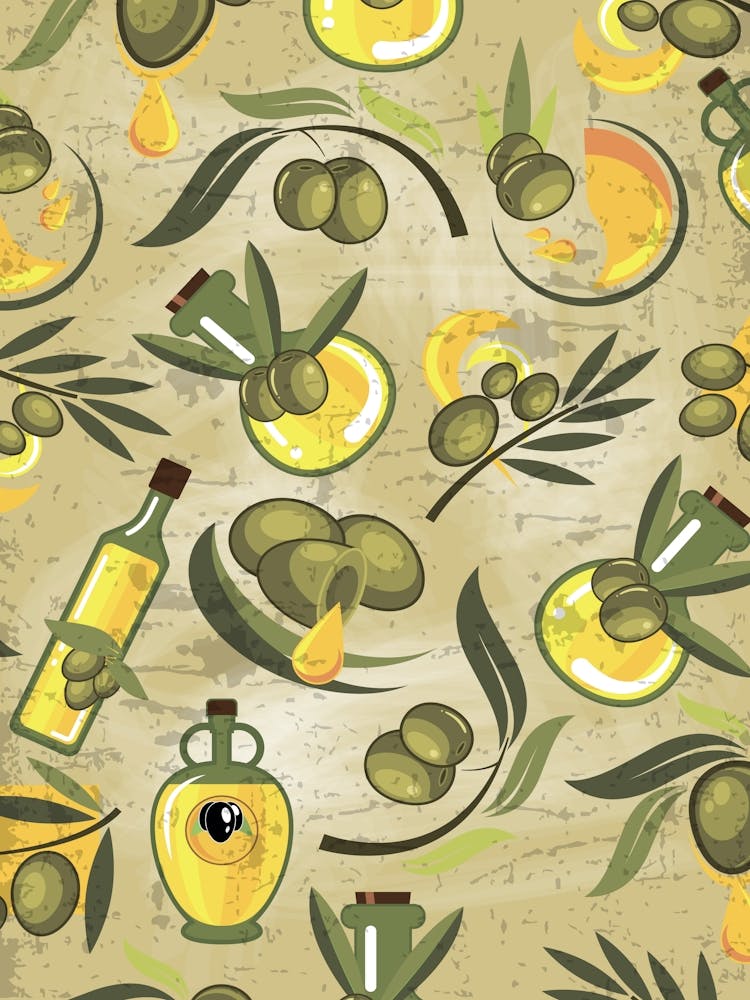 Olives Seamless Pattern Vector - olives poster, kitchen wall art 3