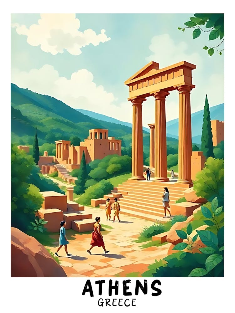 Athens Greece Vintage Travel Poster 18