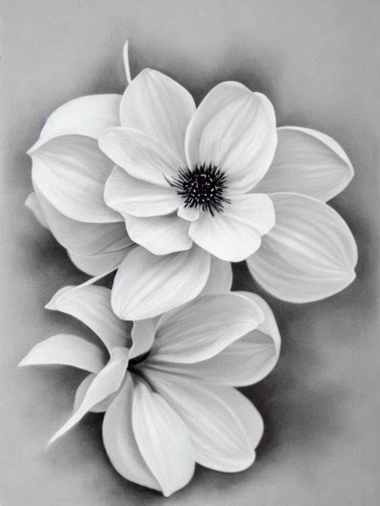 Laurel B&W Pencil 1 Flower