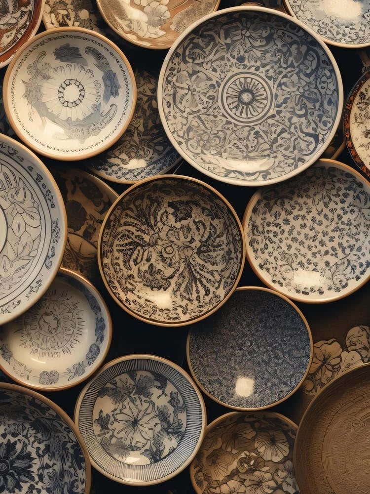 Blue And White Plates 4