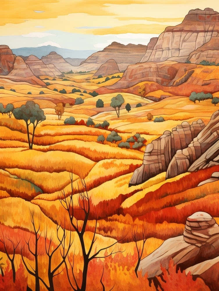 Autumn National Park Painting Zion National Park Utah Usa 2