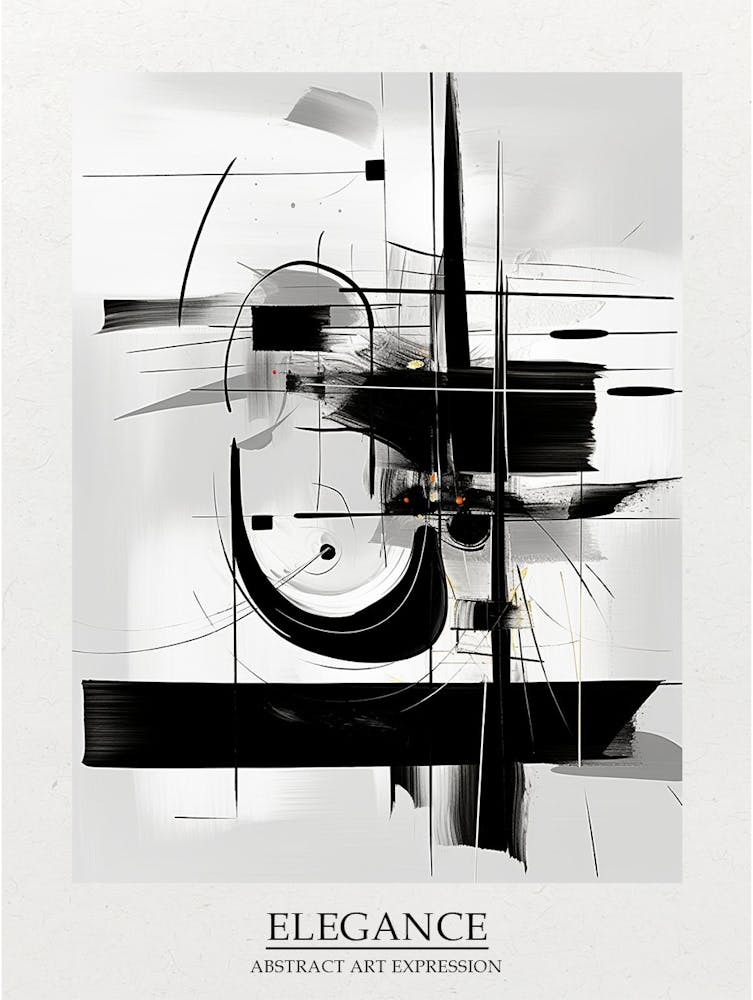 Elegance Abstract Black And White 6 Poster