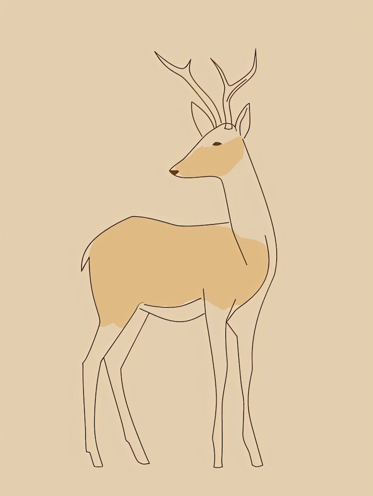 Deer - Boho, Line Art 17