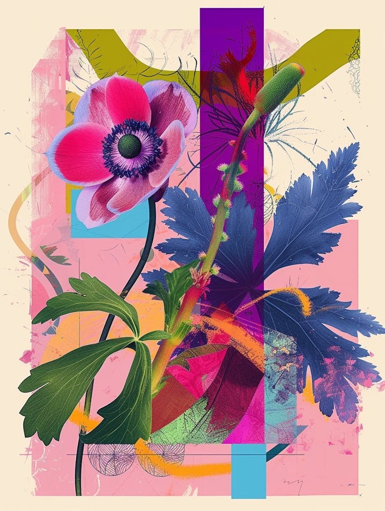 Anemone 4 Neon Flower Collage