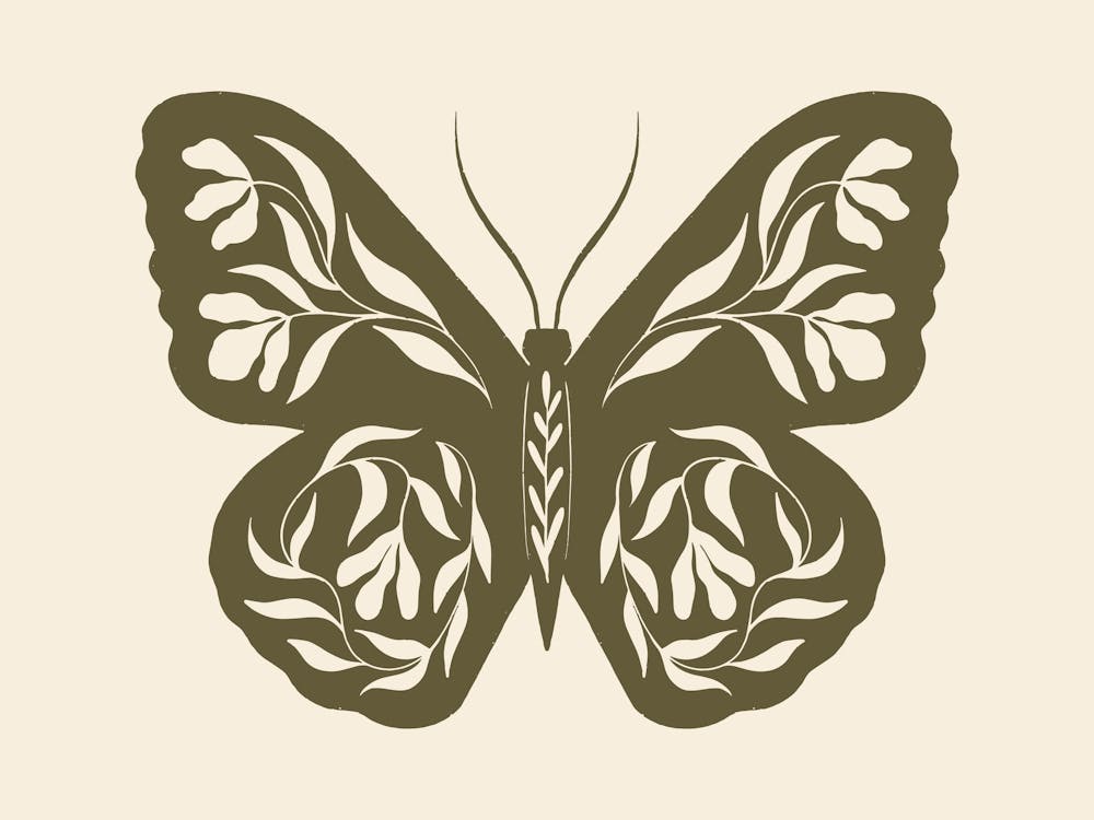 Folk Art Butterfly 02 - Woodland Green