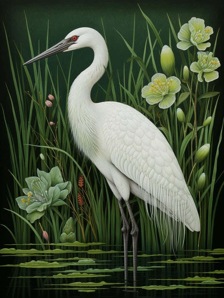 Ohara Koson Inspired Bird Painting Crane 3