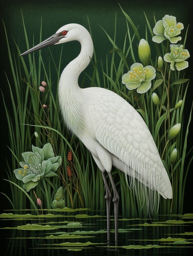 Ohara Koson Inspired Bird Painting Crane 3