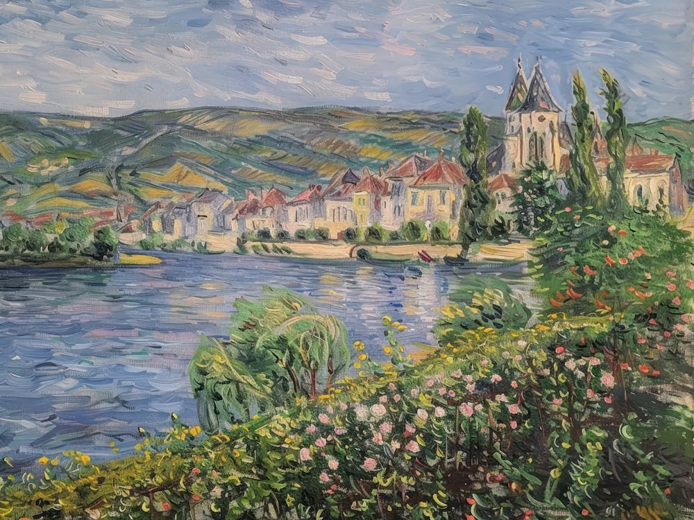 Reflections Of Rural Tranquility Painting Inspired By Paul Cezanne