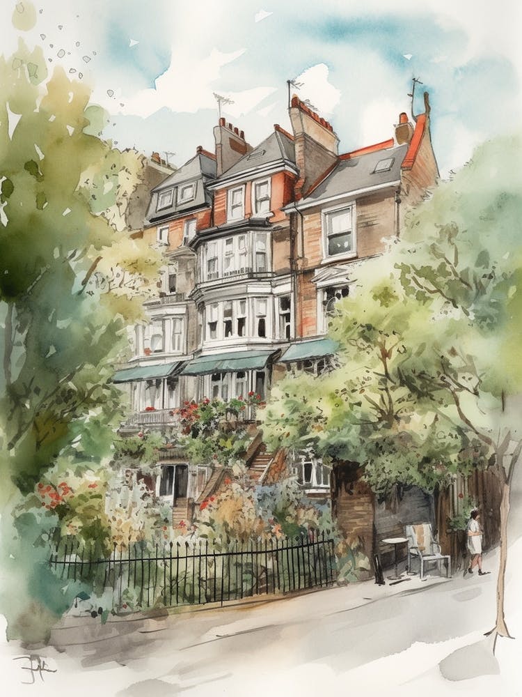 London Fields London Neighborhood, Watercolour 1