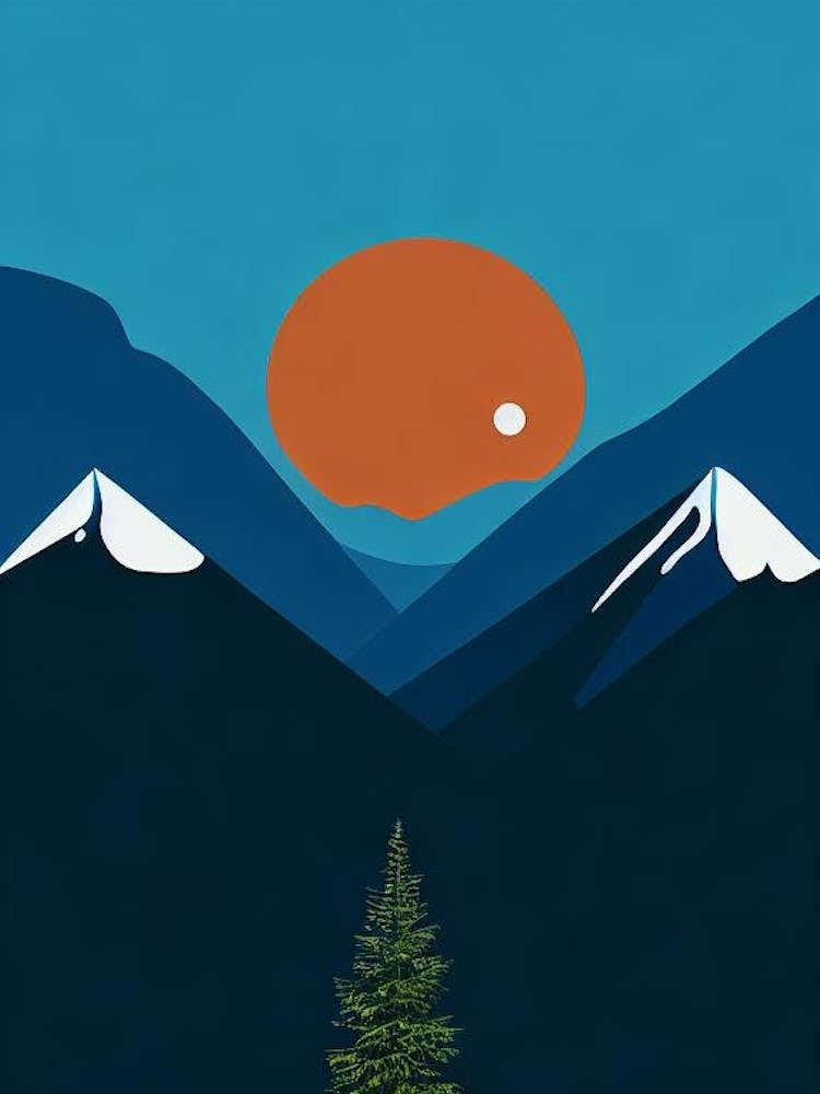 Hemsedal, Norway Modern Illustration Skiing Poster