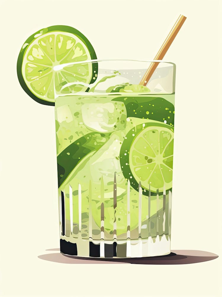 Watercolour Caipirinha Floral Infusion Cocktail 1