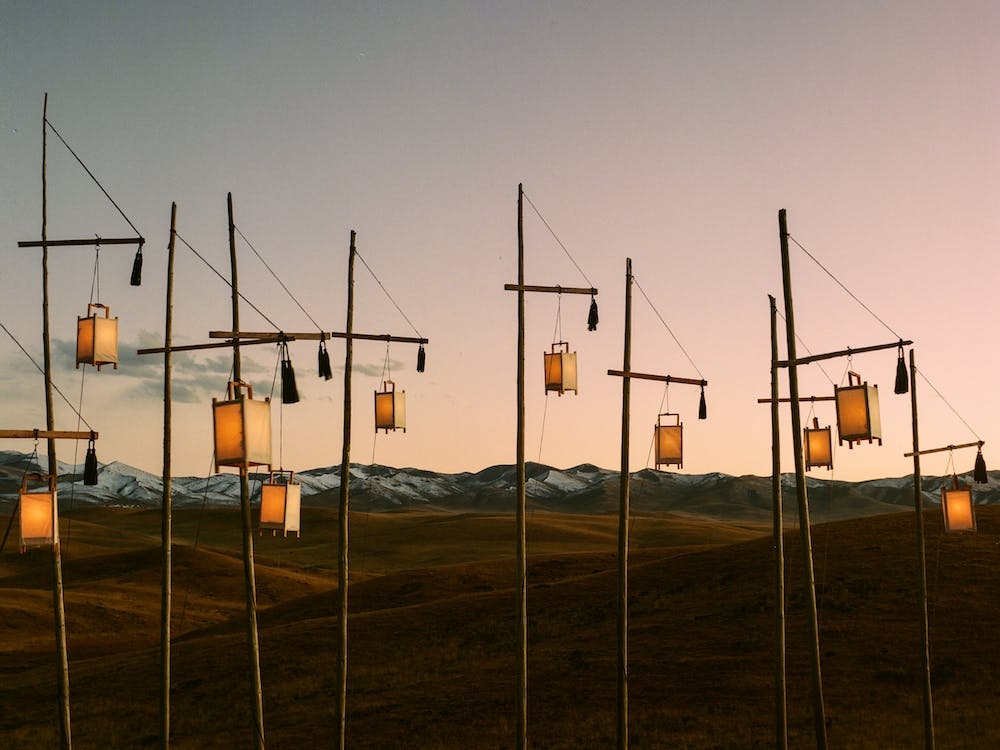 Buttelamps On Tibetan Mountain
