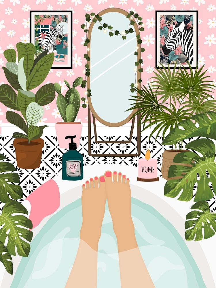 Botanical Bathroom Self Care Bathtub