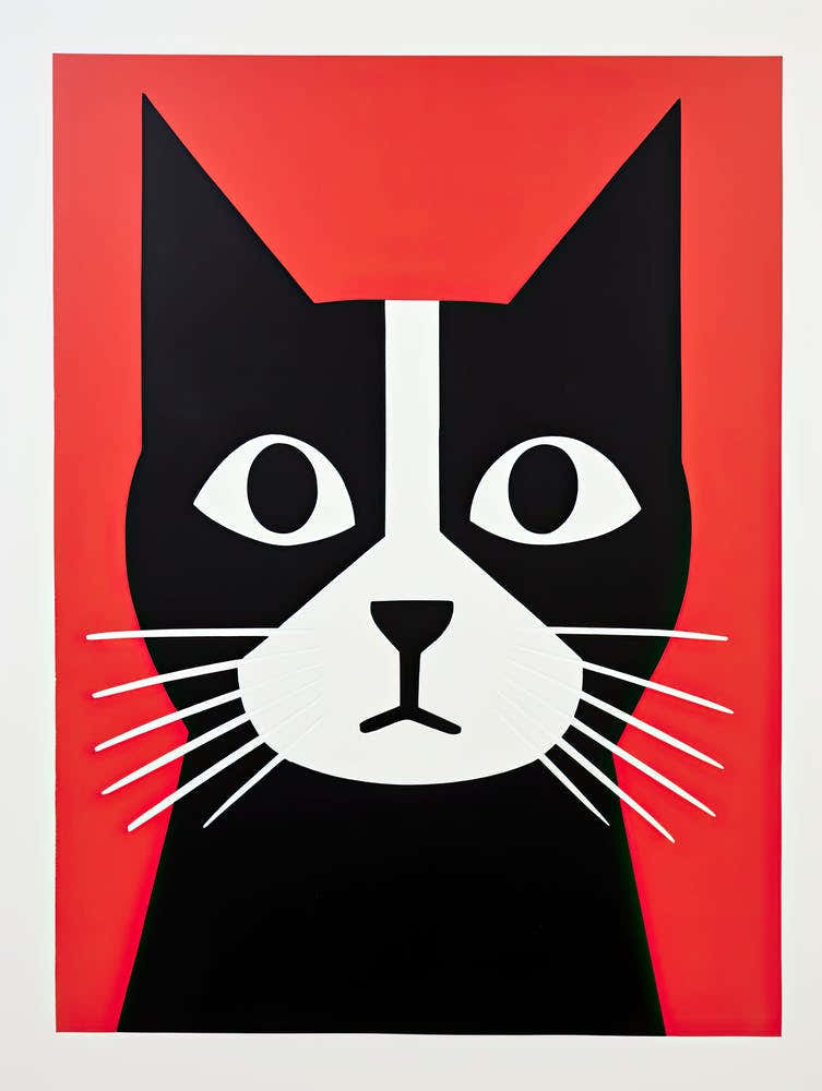 Cubist Canvas of Cats: Minimalism in Whiskered Wonders