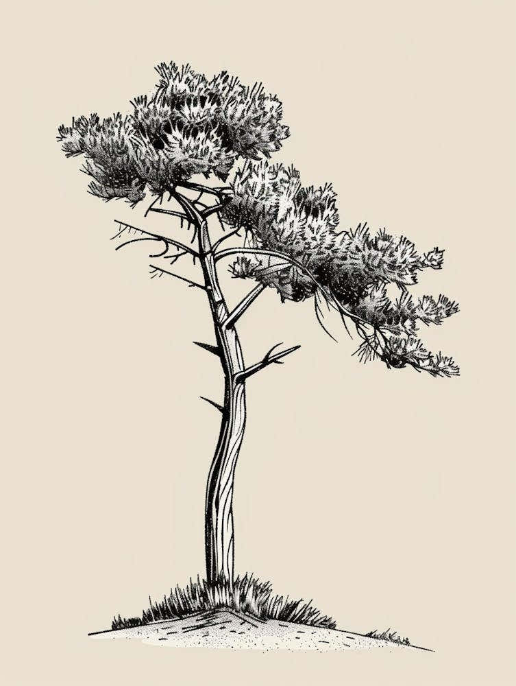 Pine Tree Minimalistic Drawing 2