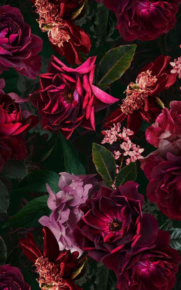 Vintage Midnight Summer Botanical Roses Garden