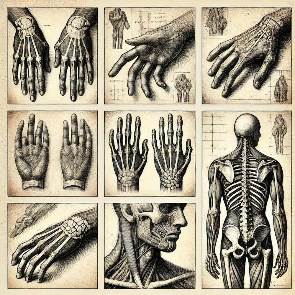 Hand Crafted Anatomy Sketches Printed Art A Series Of Detailed Hand Drawn Anatomical Sketches, Perfect For Bringing The Art And Science Of Medicine To Life In Any Space Printed Art