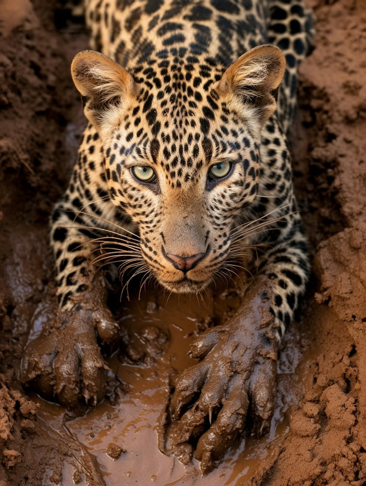 African Leopard Muddy Paws Realism 2