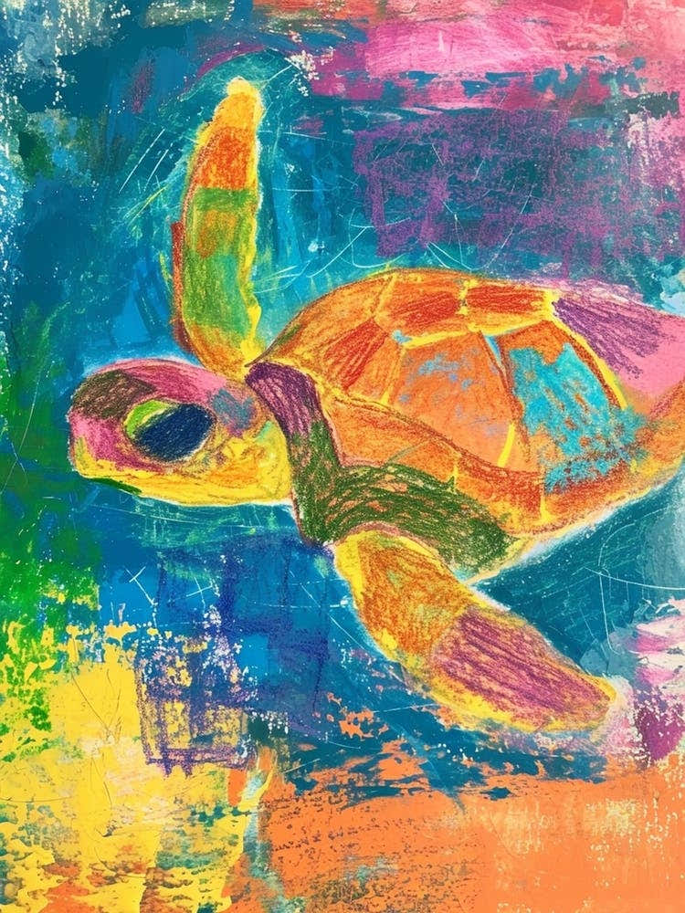 Sea Turtle Rainbow Abstract Scribble 2