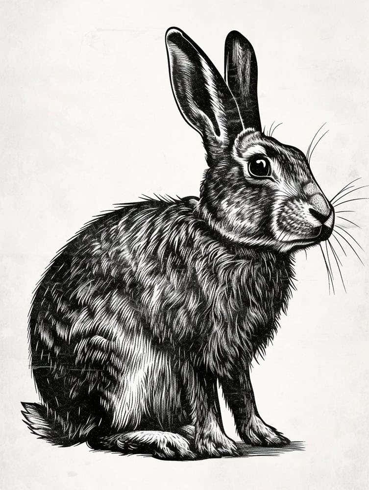 Dutch Blockprint Rabbit Illustration 4