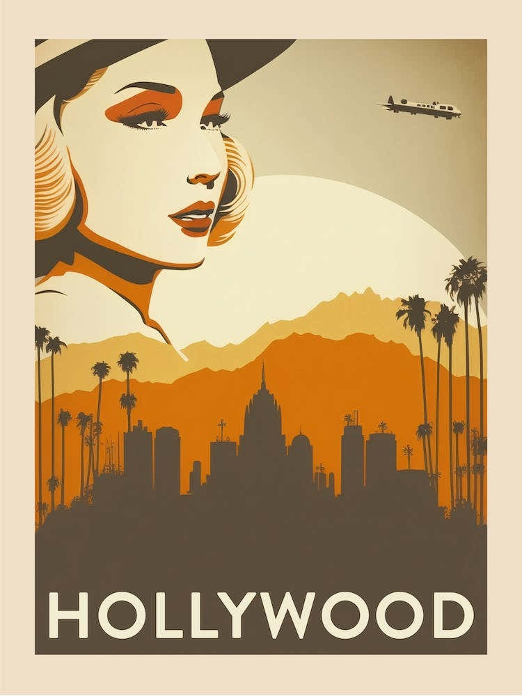 Hollywood Vintage Travel Poster