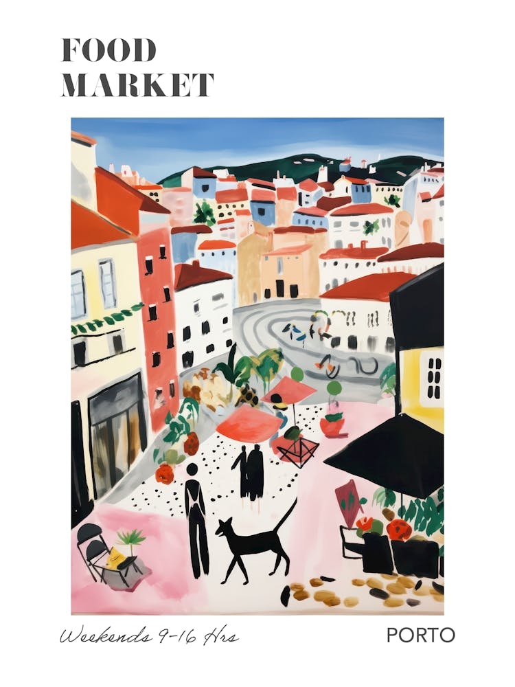 The Food Market In Porto 1 Illustration Poster