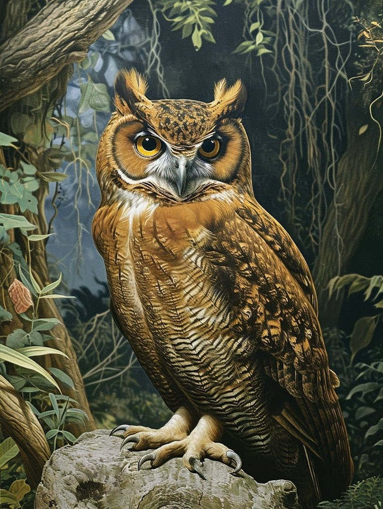 Philipine Eagle Owl Relief Illustration 4