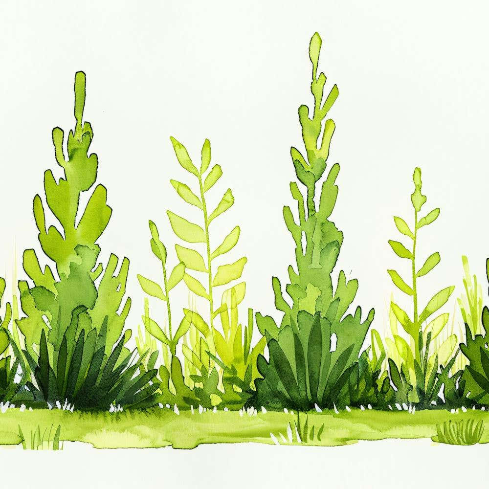 Watercolor Of Green Grass