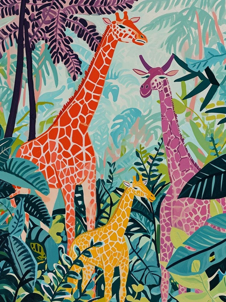 Sweet Giraffe Colourful Illustration 2