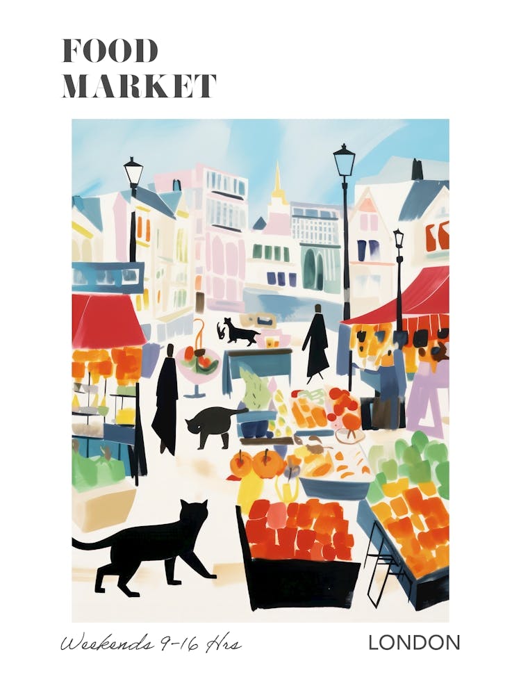 The Food Market In London 4 Illustration Poster