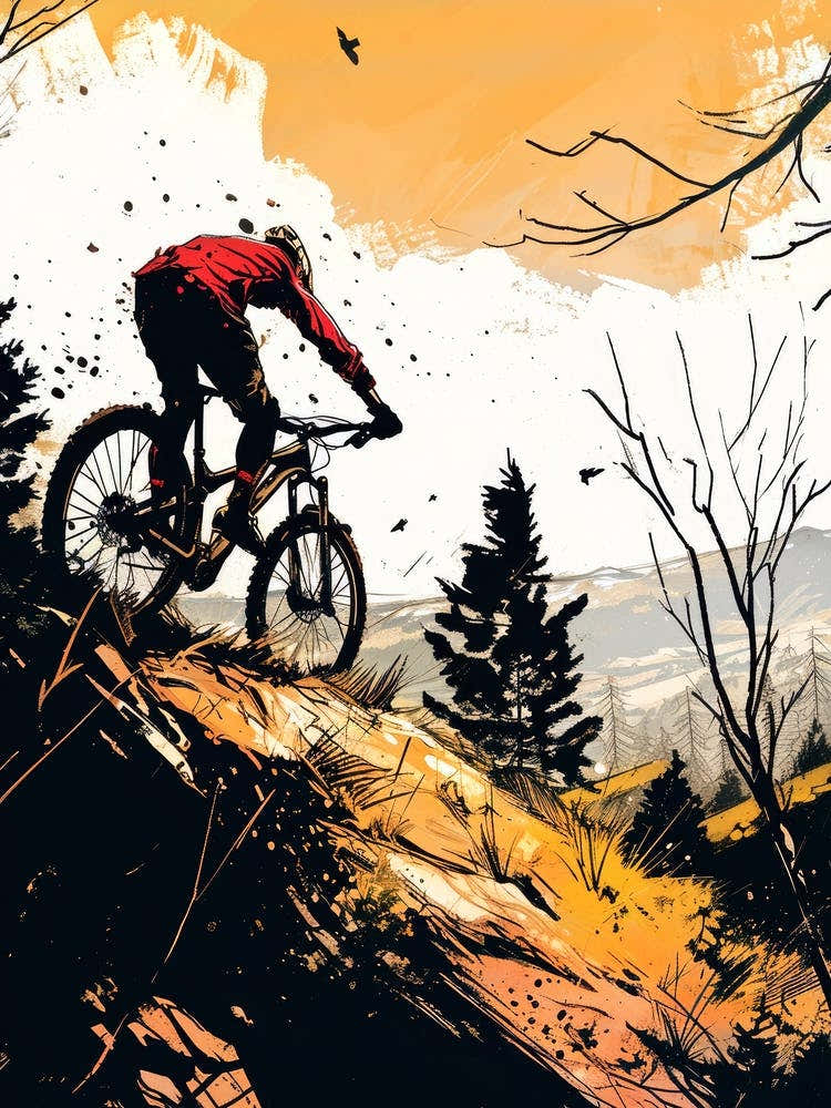 Mountain Biker In The Forest sport