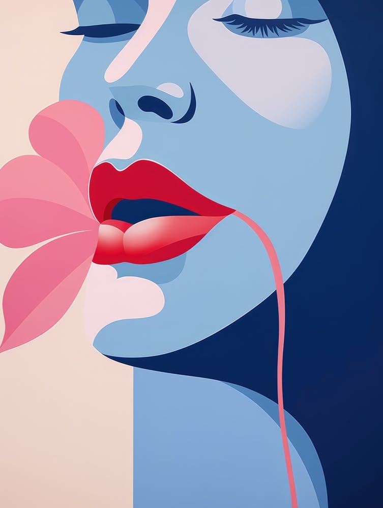 Woman With Pink Lips