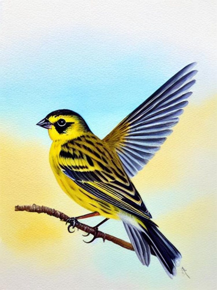 Yellowhammer Watercolour Bird