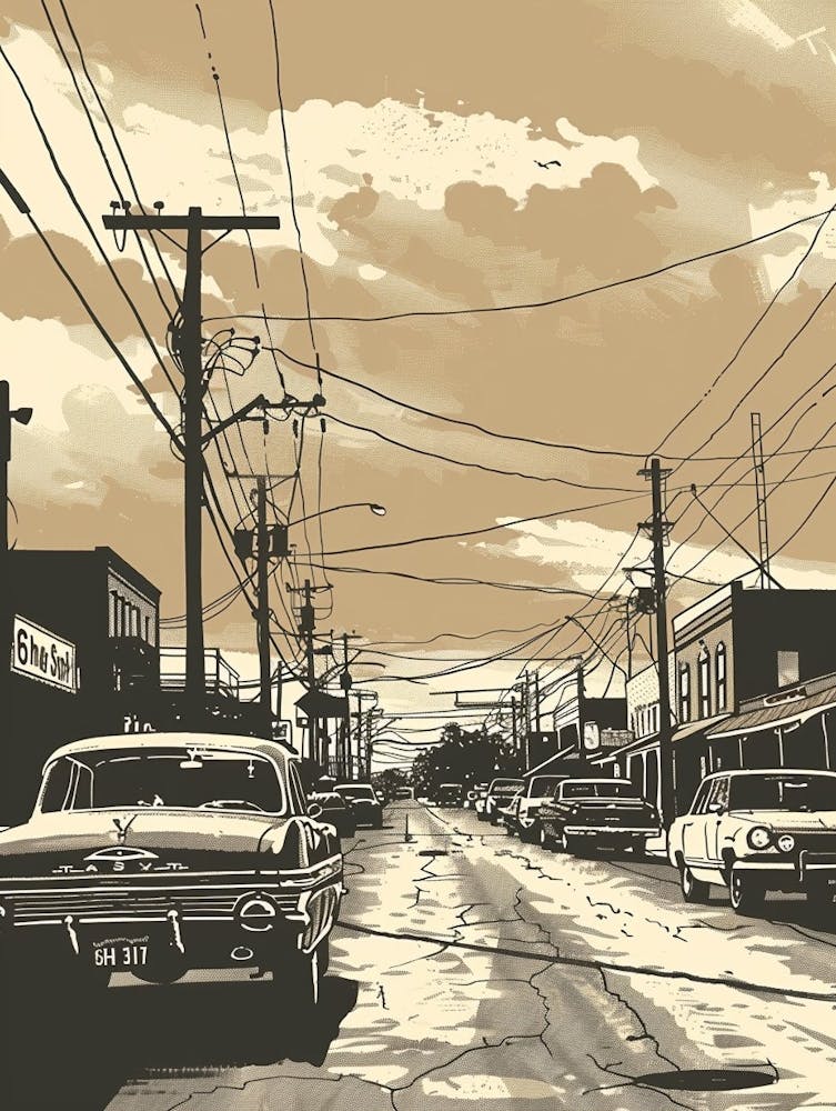 Duotone Illustration Sixth Street Austin Texas 1