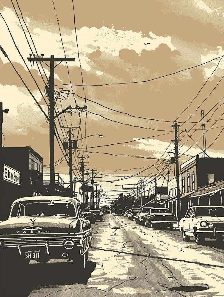 Duotone Illustration Sixth Street Austin Texas 1