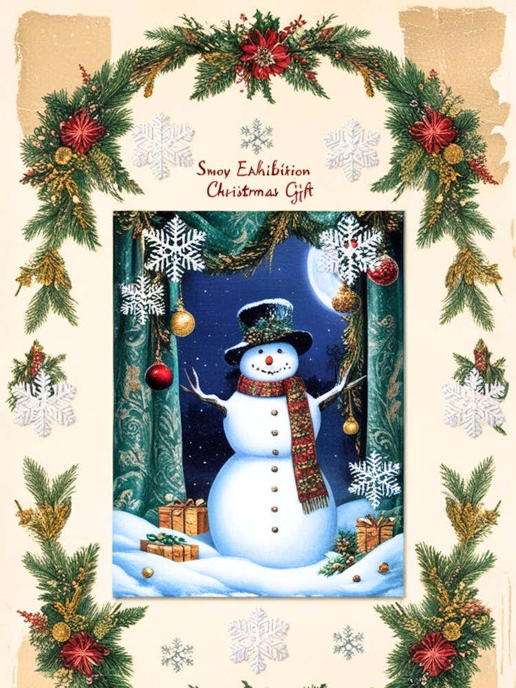 William Morris Snowman Christmas Card