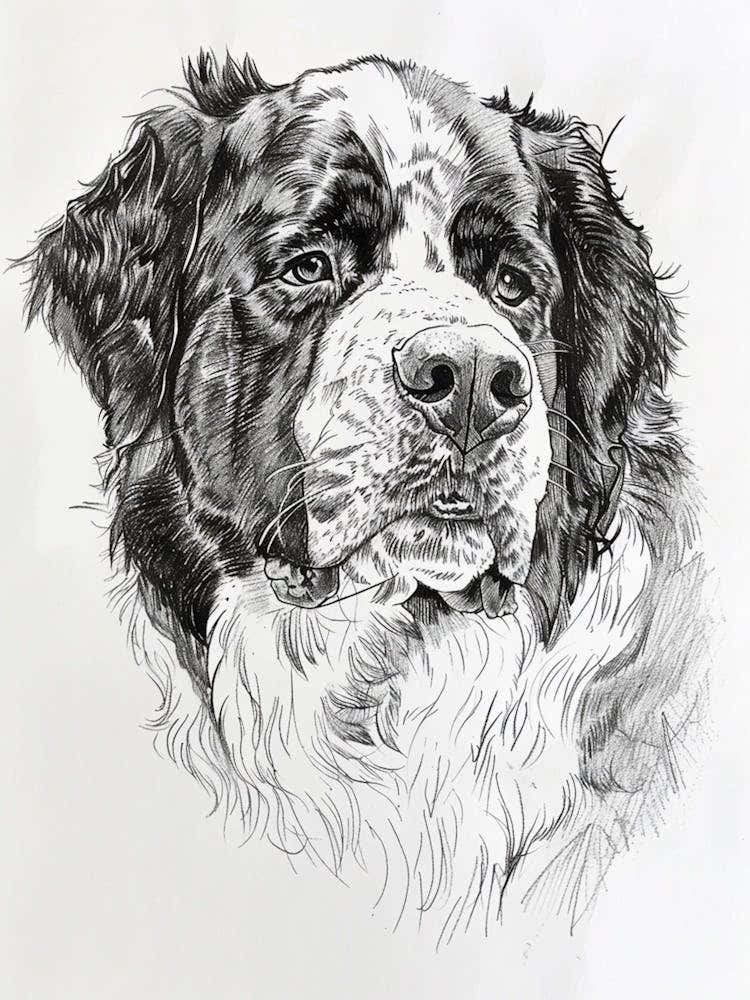 Bernese Mountain Dog Line Sketch 4