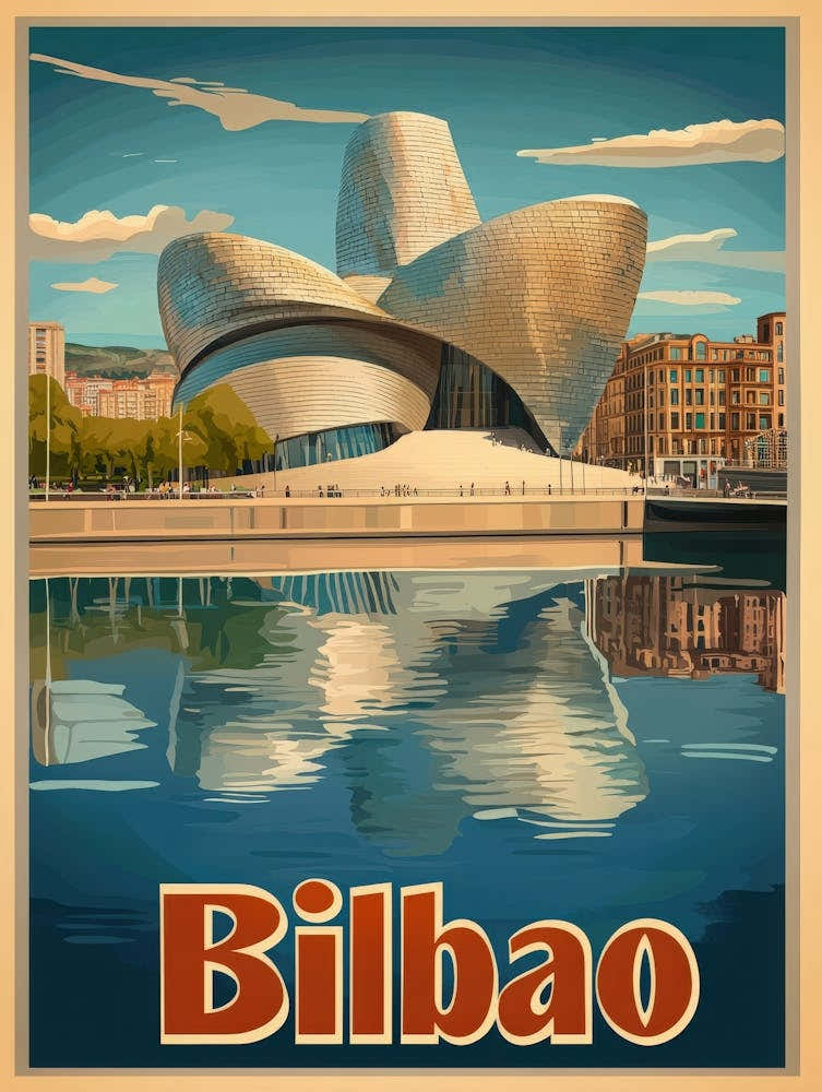Aihrgdesign A Vintage Travel Poster Of Bilbao 2