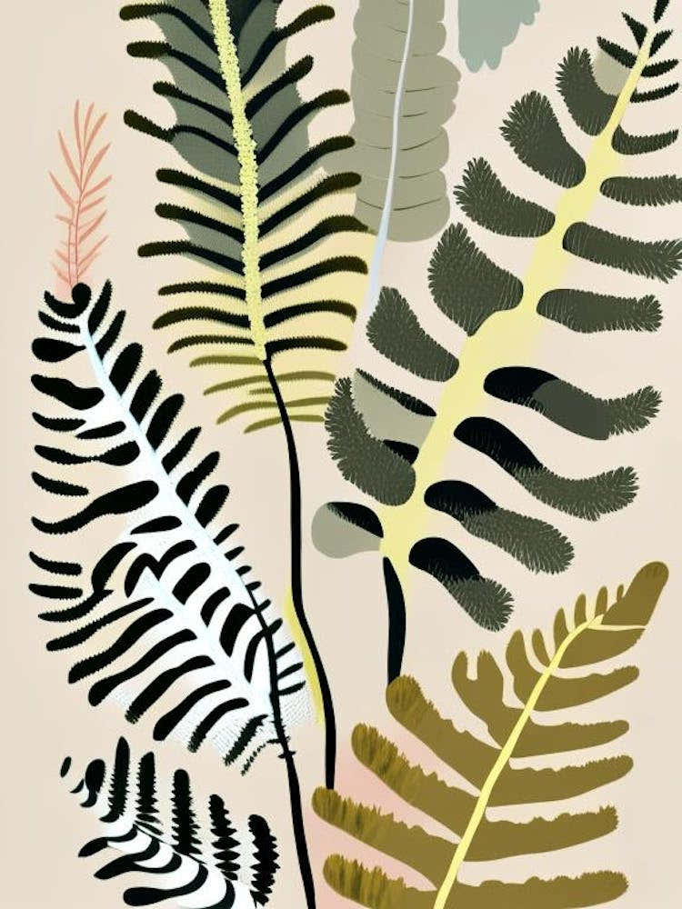Ostrich Fern Wildflower Modern Muted Colours 2