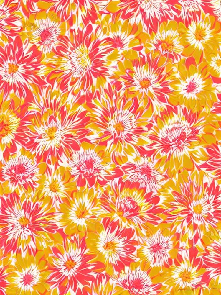 Chrysanthemum Floral Print Warm Tones 2 Flower