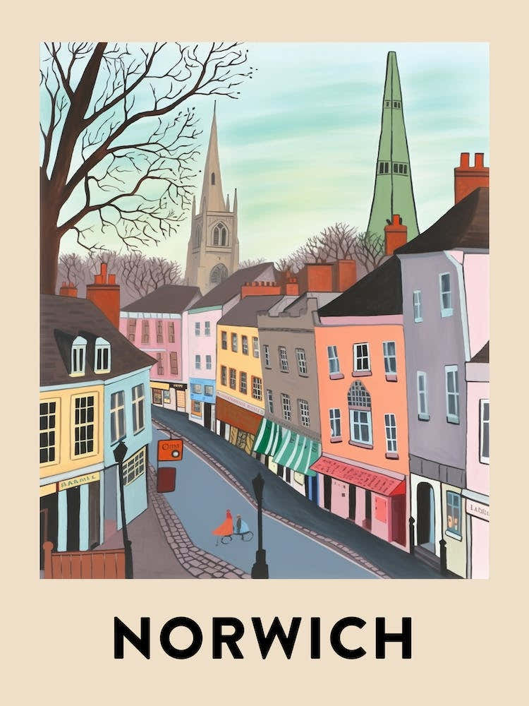 Norwich Vintage Travel Poster