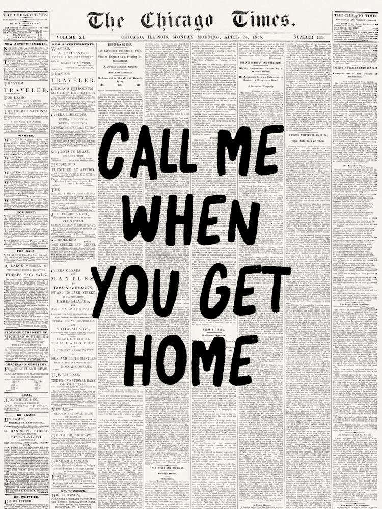 Call Me When You Get Home Newspaper Poster