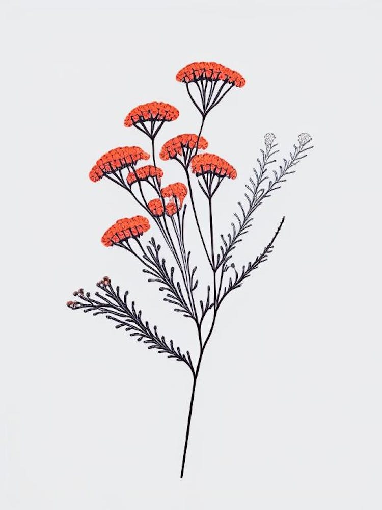 Yarrow Floral Minimal Line Drawing 2 Flower