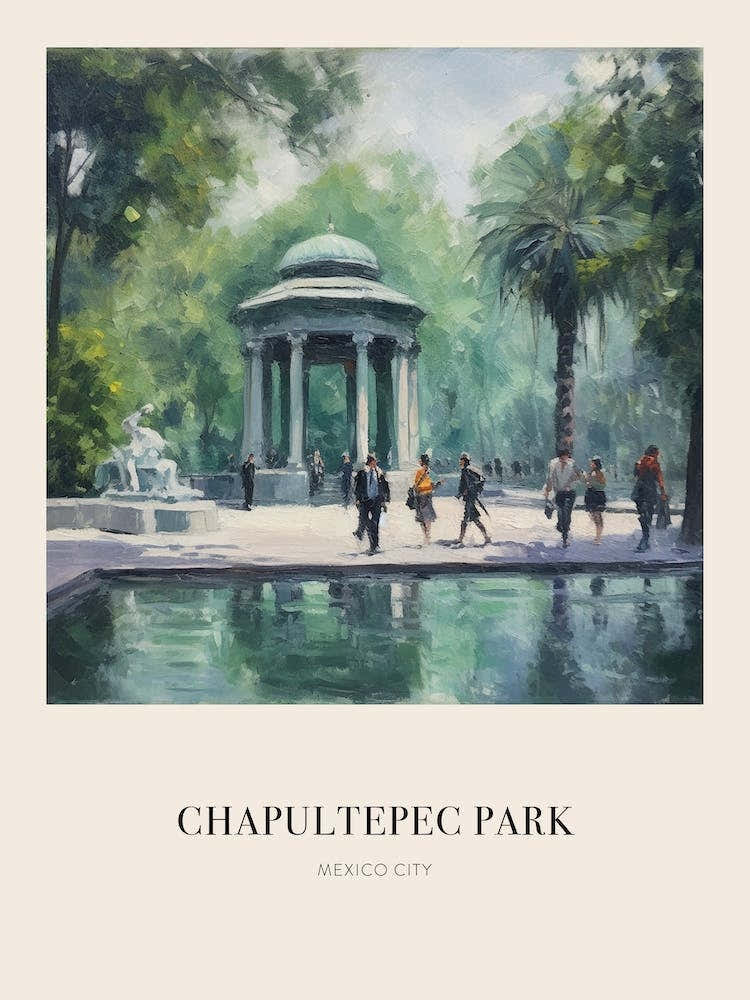 Chapultepec Park Mexico City 2 Vintage Cezanne Inspired Poster