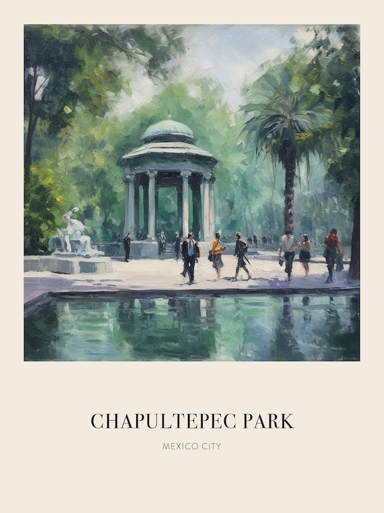 Chapultepec Park Mexico City 2 Vintage Cezanne Inspired Poster