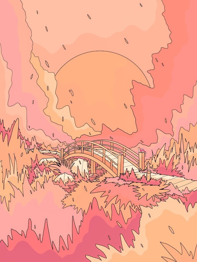 Summer Grassland Bridge