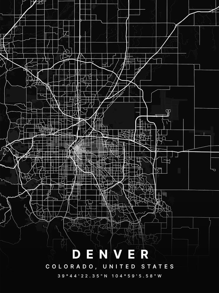 Denver Colorado United States Black Map