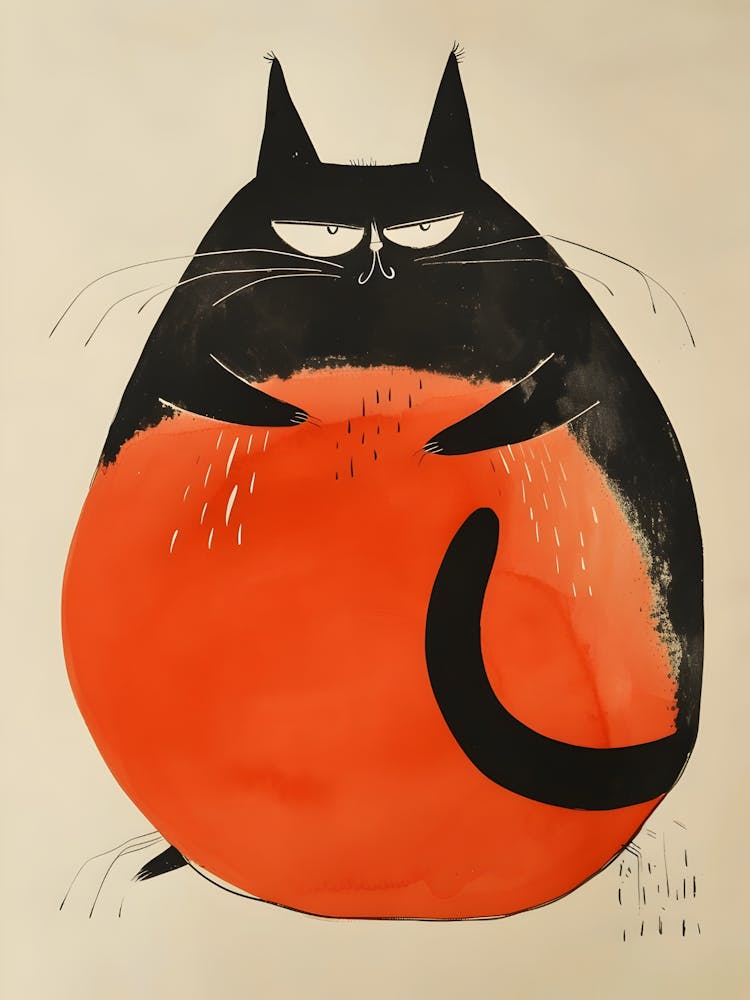 Cat With Orange Ball