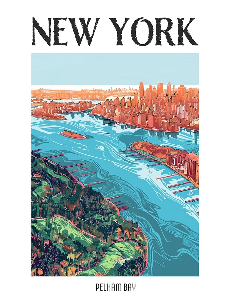 Pelham Bay New York Colourful Silkscreen Illustration 2 Poster