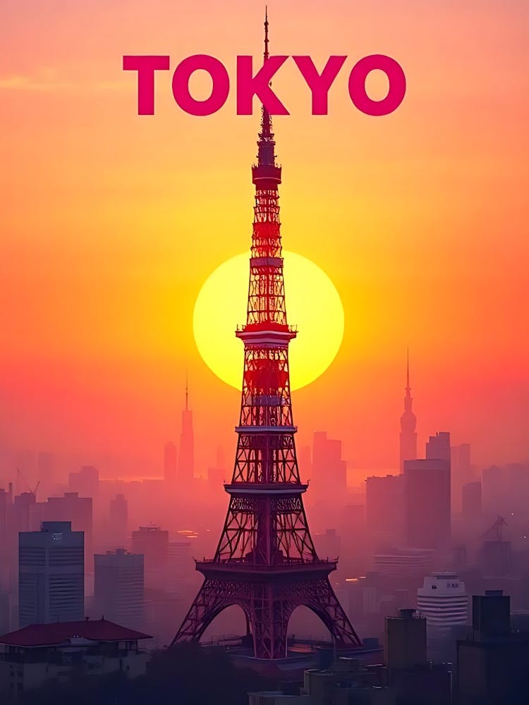 Tokyo Japan Vintage Digital Travel Poster 5